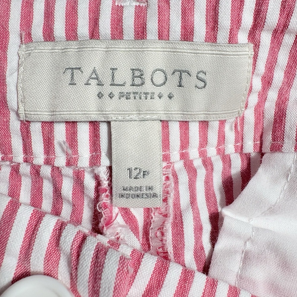 Talbots Petite 12P Pink White Seersucker Bermuda Shorts Preppy Coastal - Picture 7 of 11